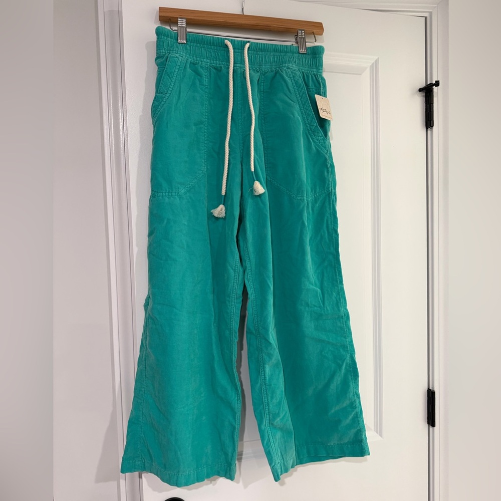 NWT Free People Easy Peasy Pull-On Corduroy Pants Size XS in Turquoise (Ceramic) - Picture 4 of 9